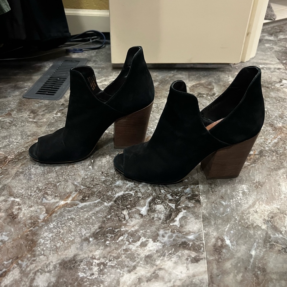 Steve Madden Black Peep-Toe Heeled Boots